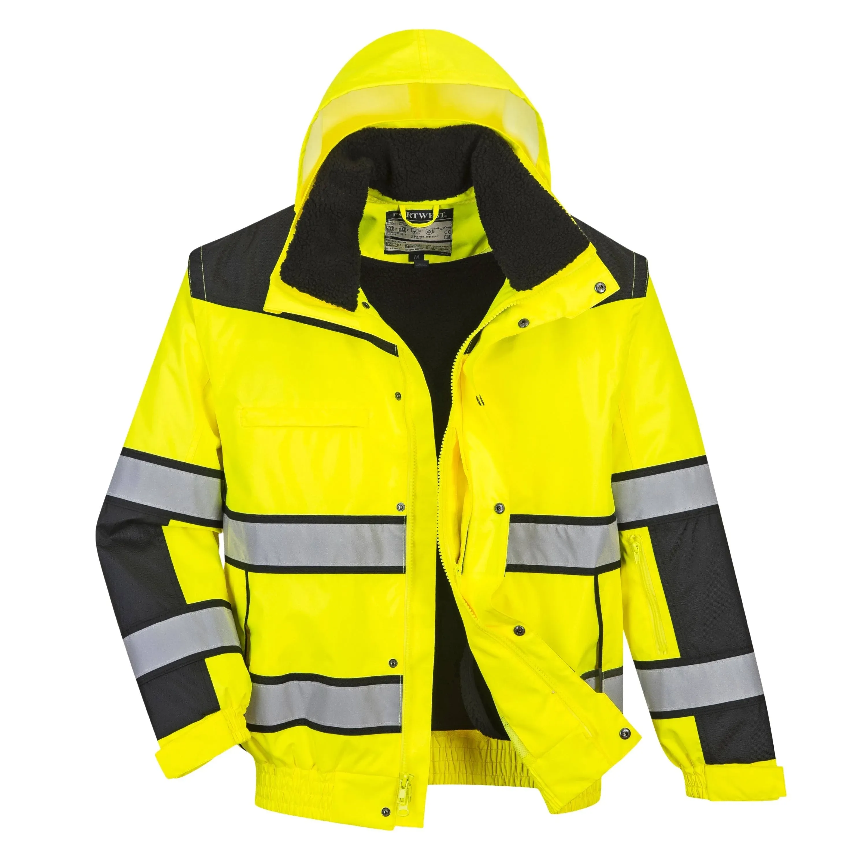 Portwest UC466 - Hi-Vis Classic Bomber Jacket - Yellow/Black - 4XL