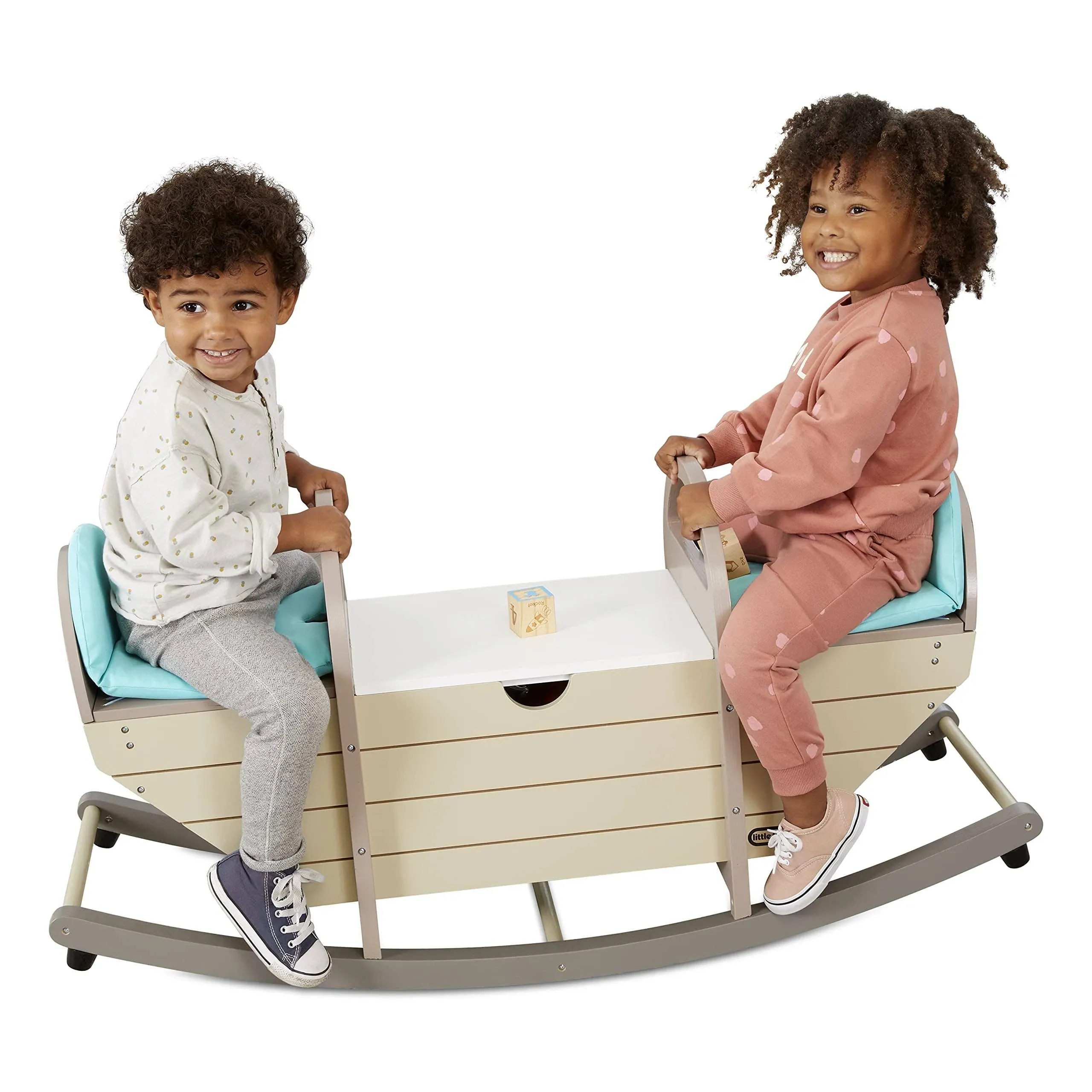 Little Tikes Teeter Totter, Wooden Ride-On Toy and Storage Bench for Children ...