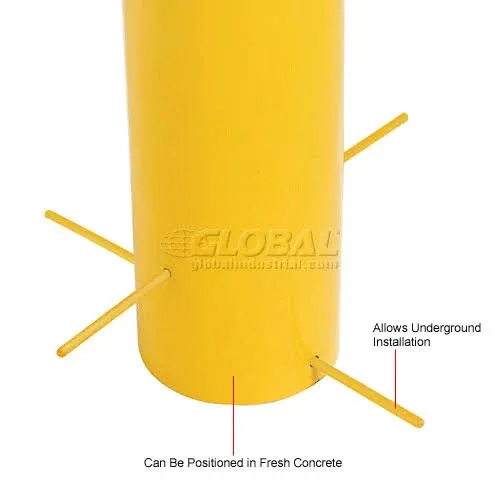 Global Industrial&#153; Pour-In-Place Bollard W/Removable Cap & Chain Slots, 5.5''D x 36''H