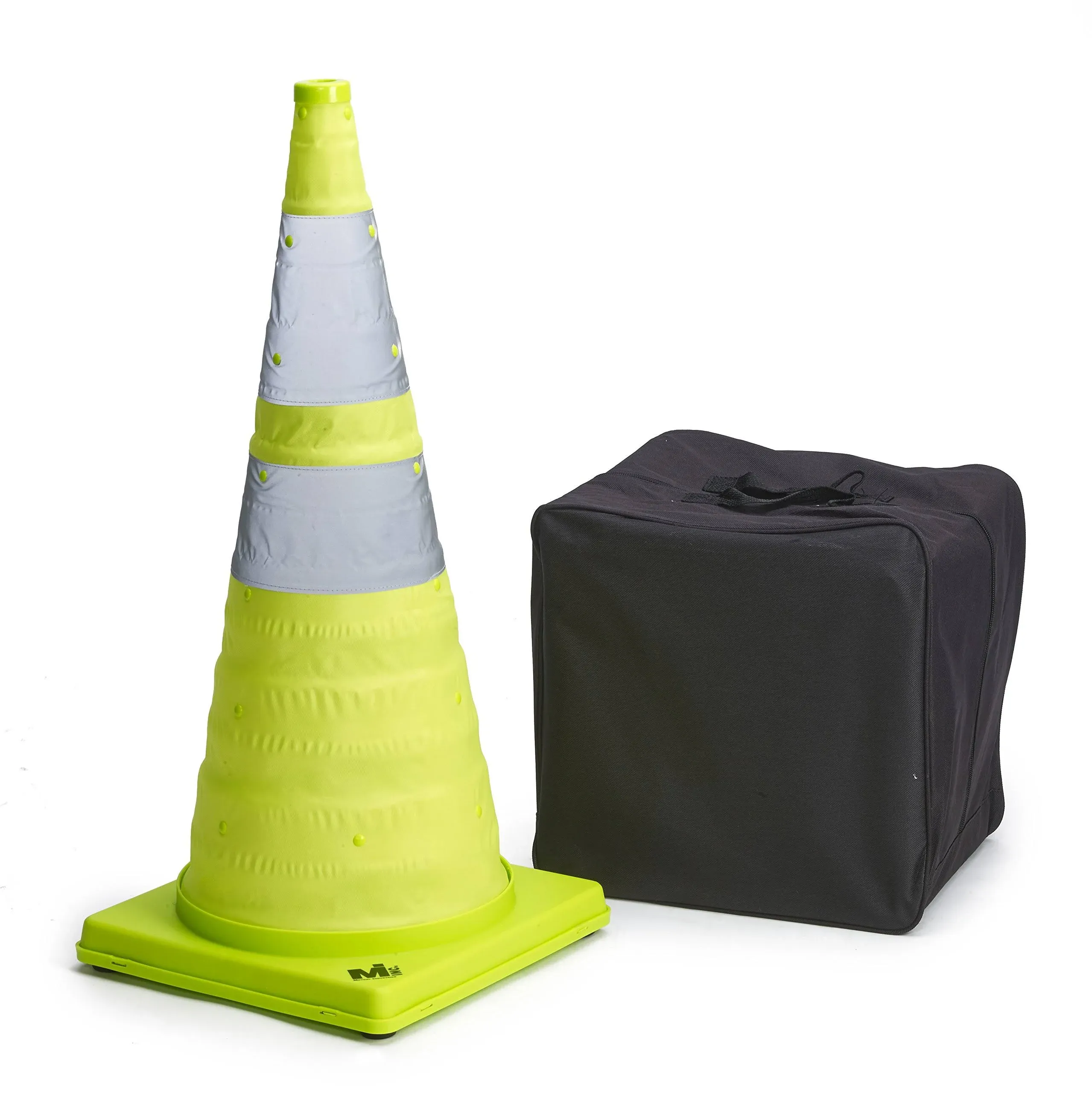 Mutual Industries 17712-5-28 Collapsible Reflective Traffic Cone with Inside Light, 28"x 12" x 12", Lime (Pack of 5)