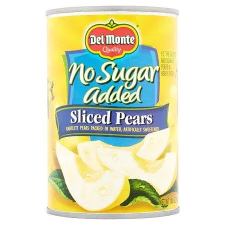 Del Monte Pears, No Sugar Added, Sliced - 14.5 oz