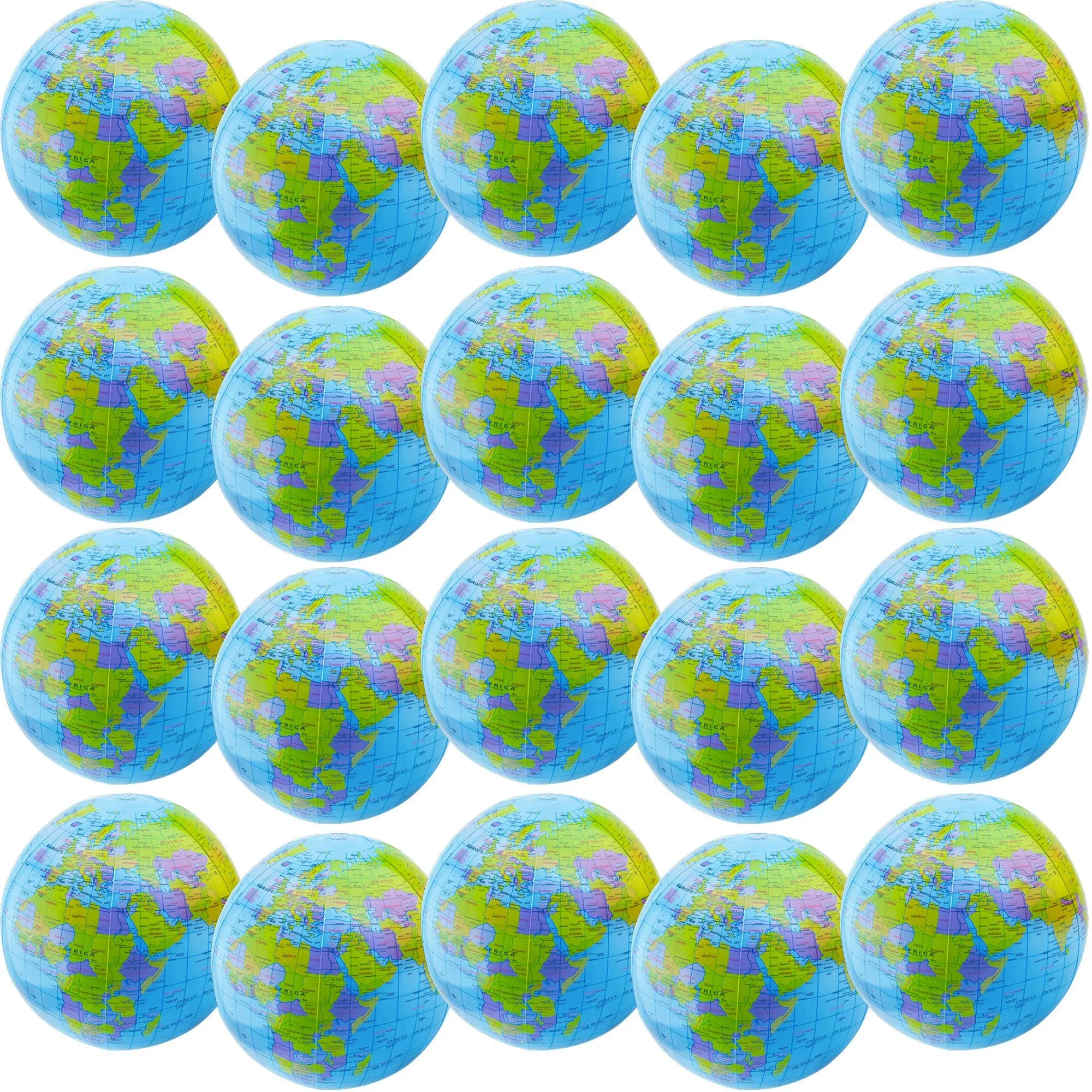 Restroma 20 Pack 16 Inches Inflatable World Globe Blow Up Globe Inflatable Earth ...