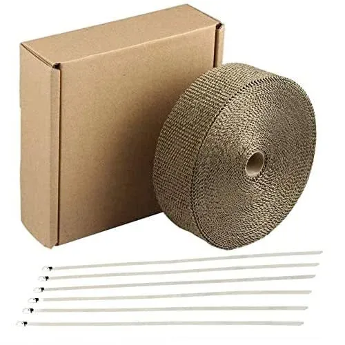 2 x 50 Titanium Exhaust Heat Wrap Roll for Motorcycle Fiberglass Shield Tape with ...