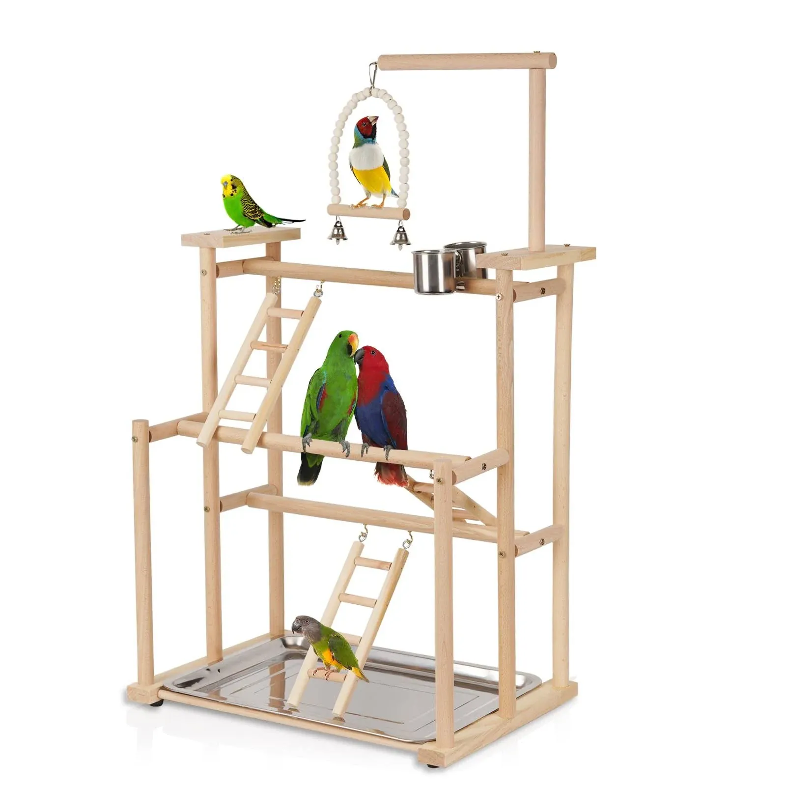 Ibnotuiy Pet Parrot Playstand Parrots Bird Playground Bird Play Stand Wood Perch ...