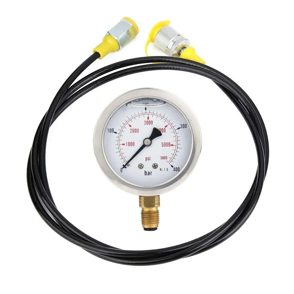 Hydraulic Hose Test Coupling kit, Digital Hydraulic Pressure Test Gauge Coupling M16*2-BSP1/4 + 0~400BAR/6000PSI Gauge+ 1.5m Hose