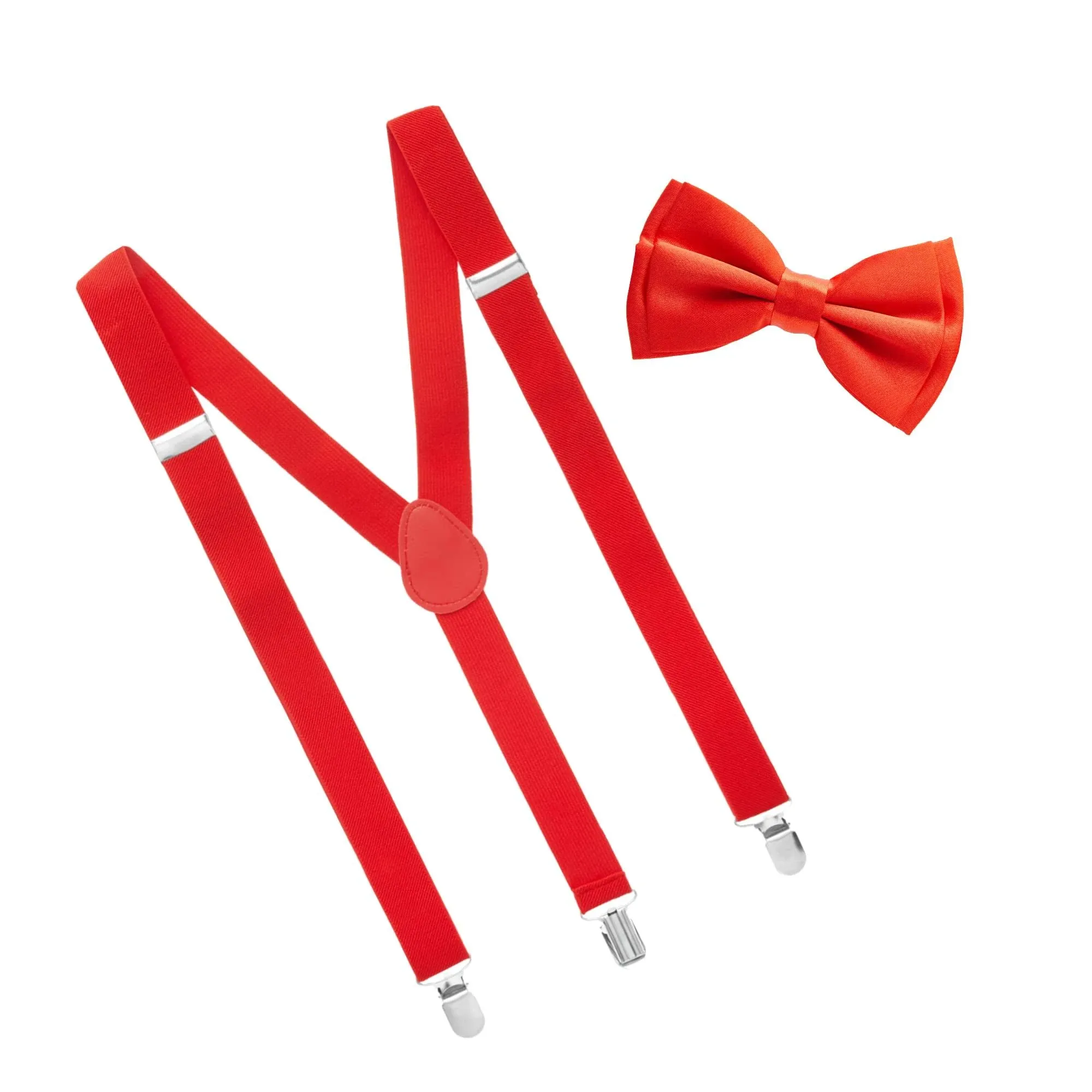 Bow Tie and Suspenders for Men Red