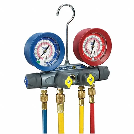 Yellow Jacket 46013 Brute II Test and Charging Manifold, F/C, Red/Blue Gauge, psi, R-22/404A/410A