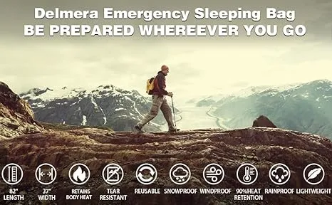 Delmera Emergency Sleeping Bag, Lightweight Survival Sleeping Bags Waterproof ...