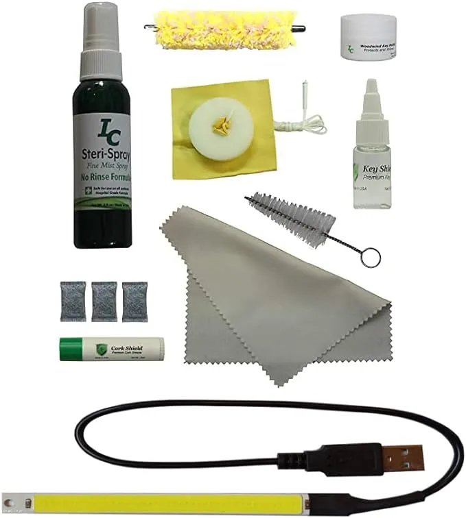 Saxophone Care Kit, Leak Light, Swab, Mouthpiece Brush, Neck Snake, Cleaner