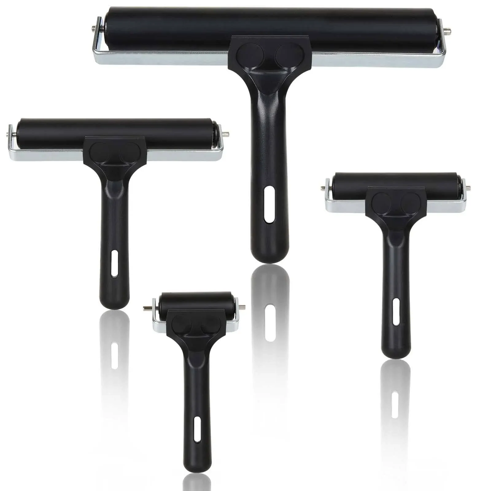 ZOEYES 4 Pack Rubber Brayer Roller, Vinyl Rubber Brayer, Ink Printmaking Roller Tool for Crafting, Painting, Ink Paint Block Stamping, Wallpapers,