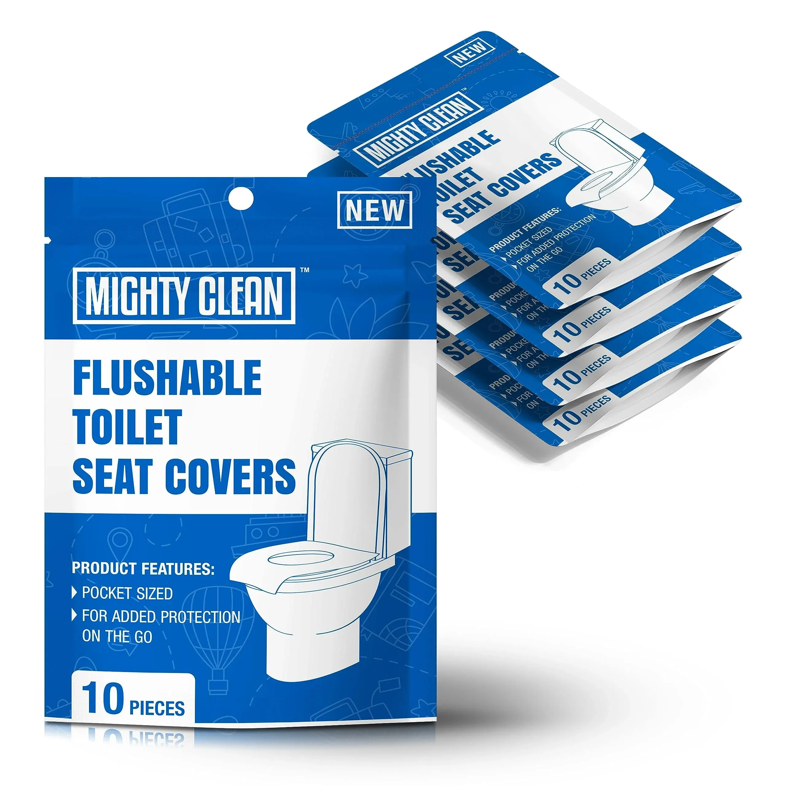 Mighty Clean Toilet Seat Covers Flushable (50 Pack) - Upgraded XL Size ...