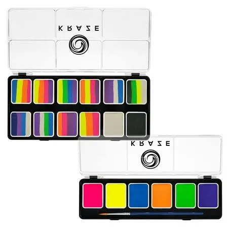 Kraze FX 12 Neon Pop One Stroke Split Cake Palette (6 GM Each)