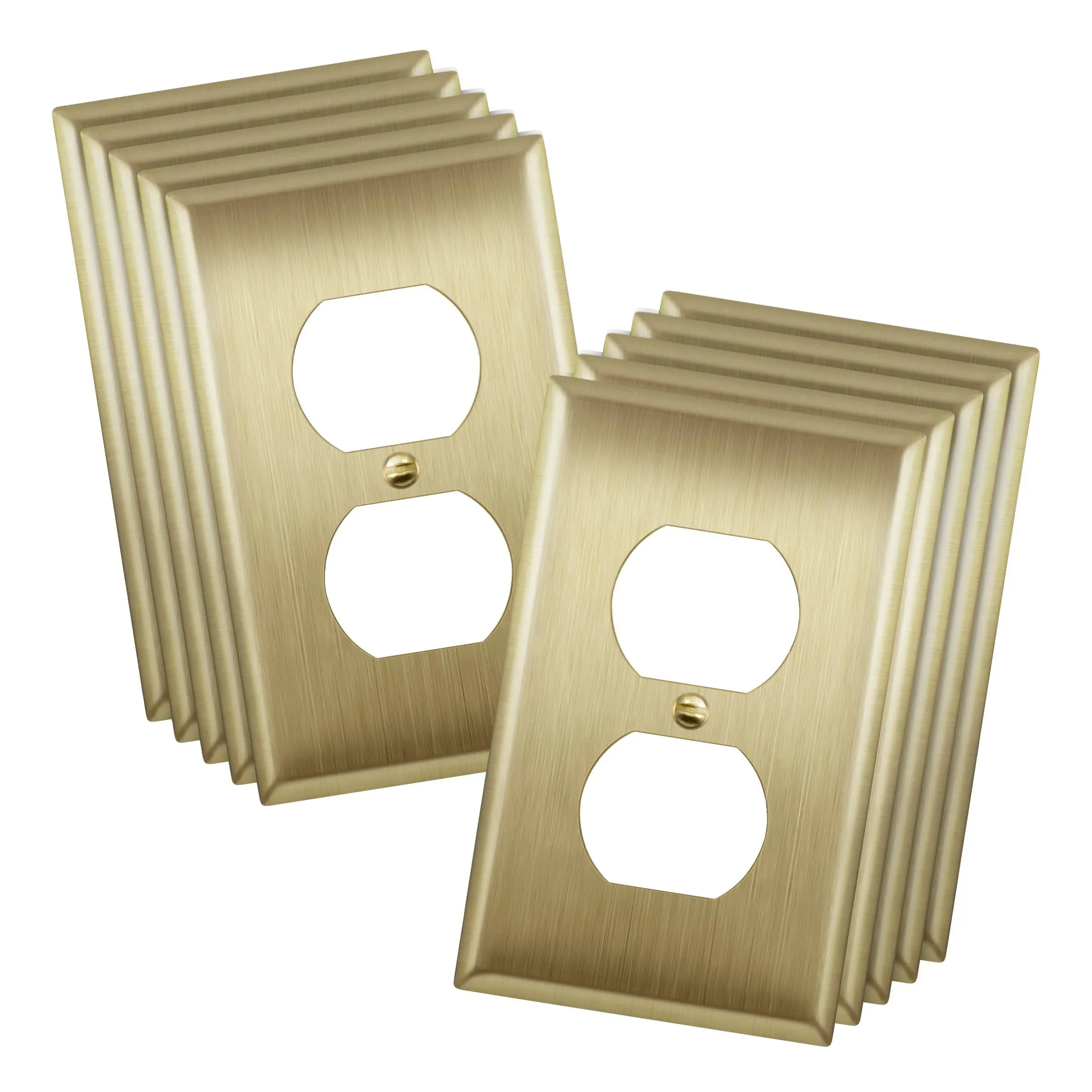 ENERLITES Toggle Light Switch Metal Wall Plate, Stainless Steel 201, Corrosion Resistant, Size 1-Gang 4.50" x 2.76", 7721-BB-10PCS, Brushed Brass, Gold (10 Pack)