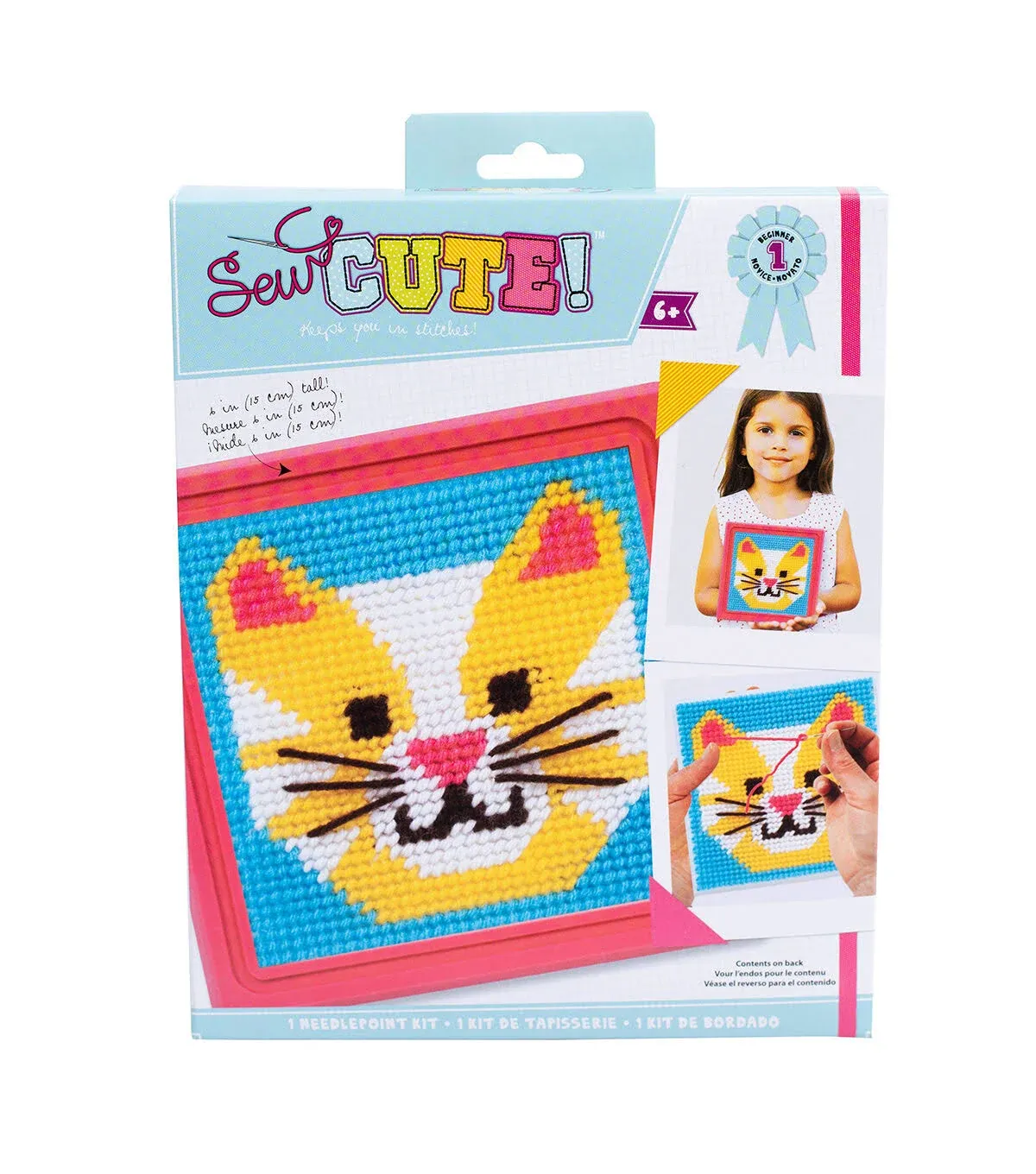 Colorbok 59338 Sew Cute! Cat Needlepoint Kit-6&#034;X6&#034; Stitched In Yarn (3Pk)