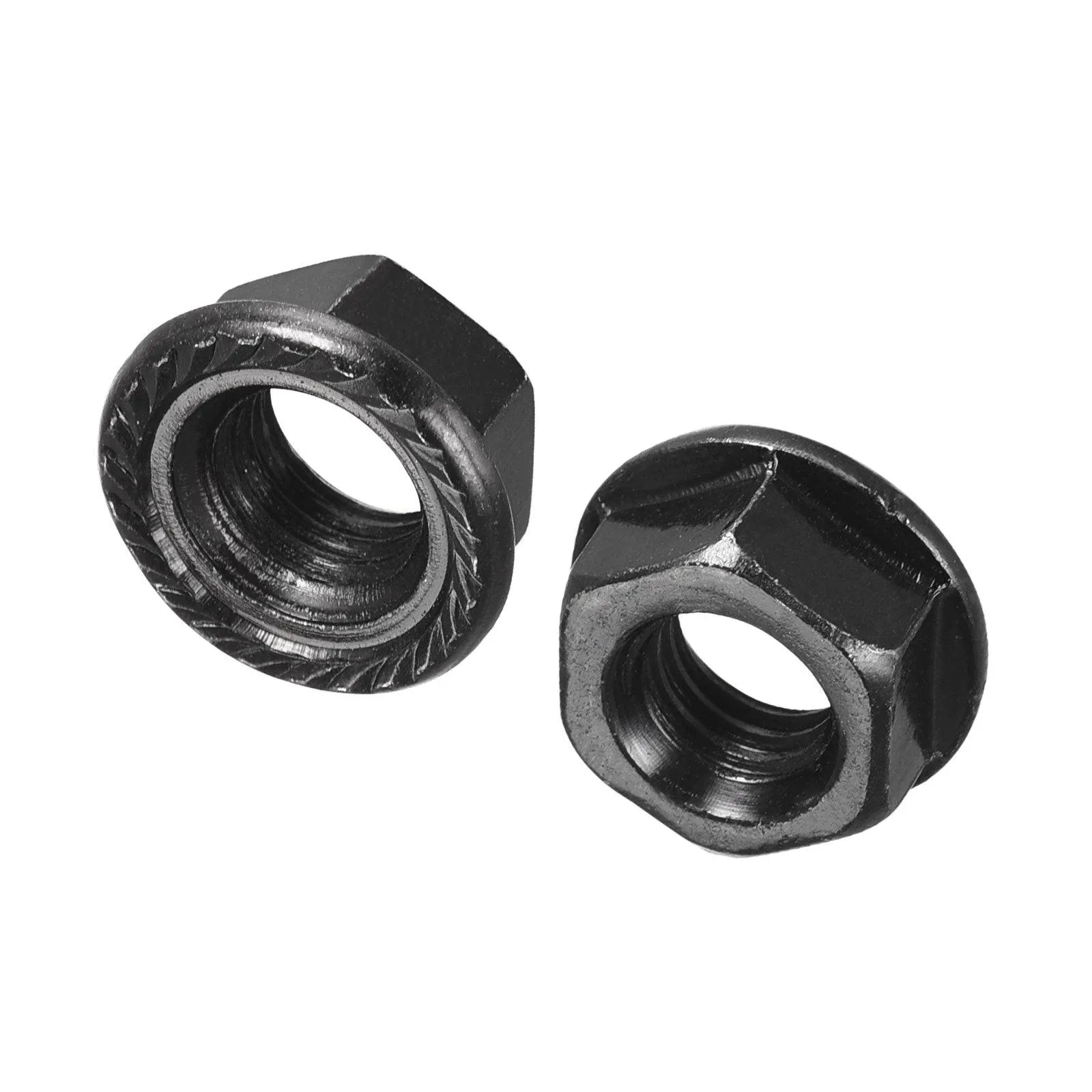 Uxcell Serrated Flange Hex Lock Nuts, Carbon Steel Black Oxide Finished ...