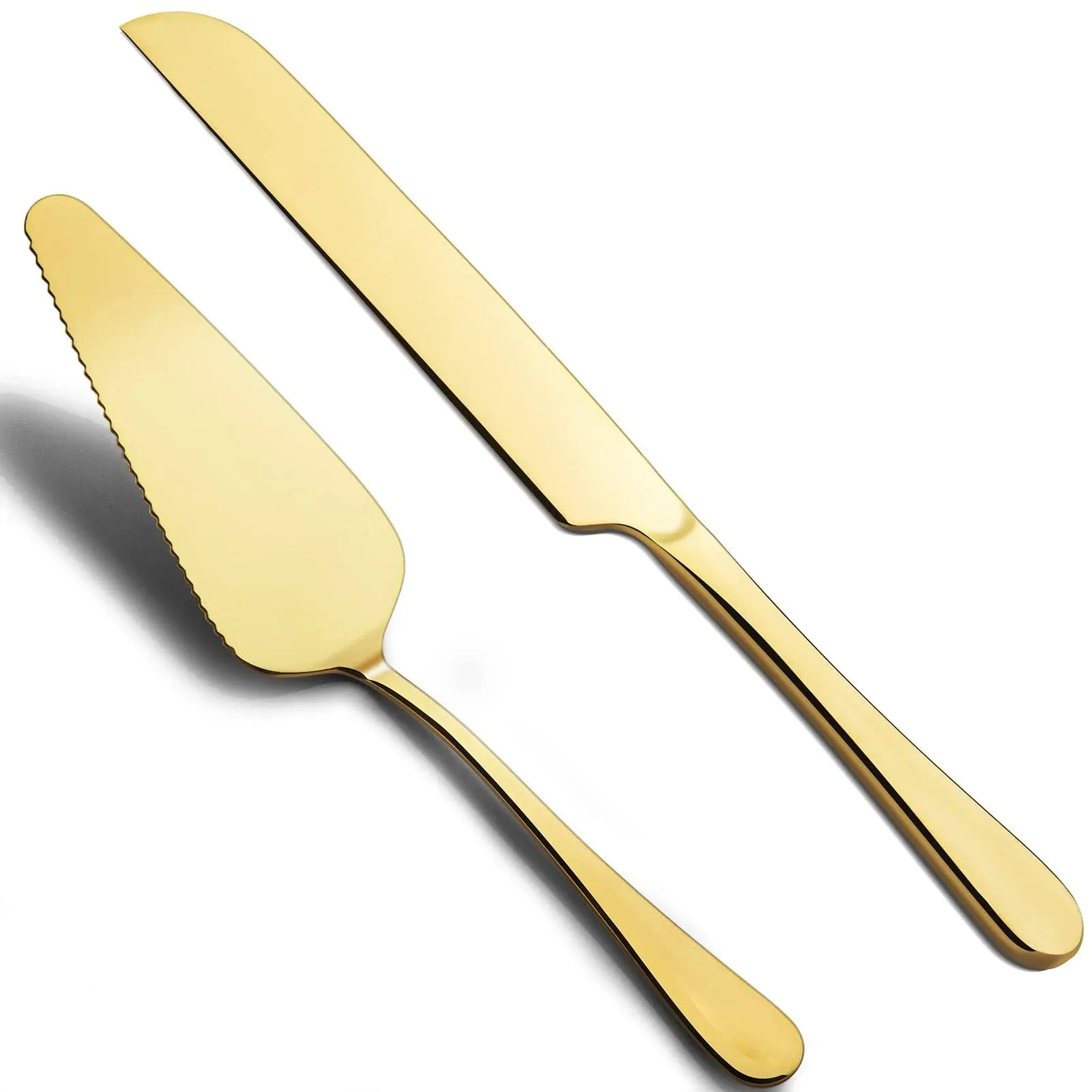 Cake Cutting Set for Wedding - Elegant Knife and Server Set with Stainless Steel Rounded Edges, 2PC Cake Cutter Pie Spatula，Perfect Gifts for Birthday Anniversary Christmas，Gold