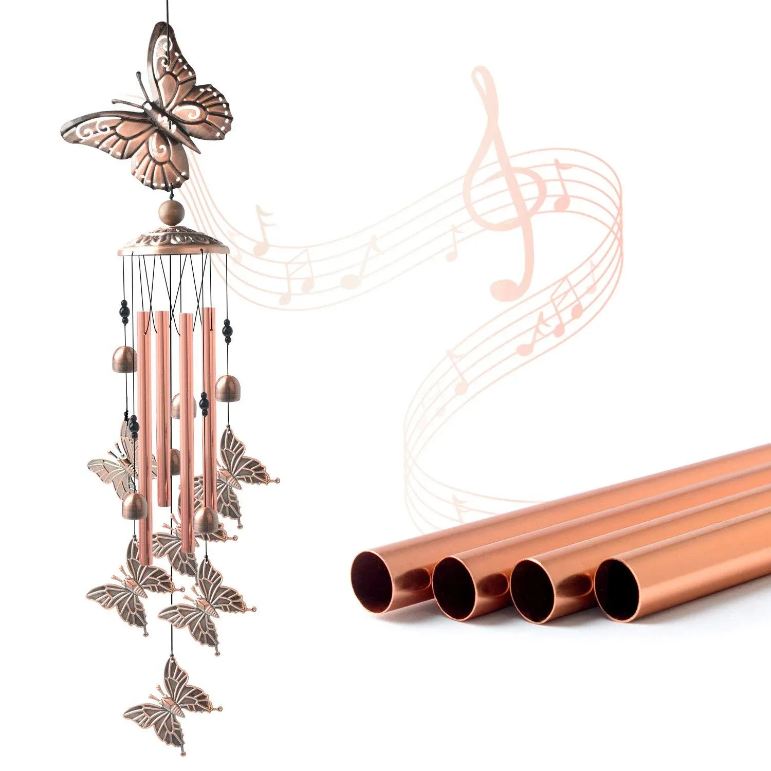 JOBOSI Butterfly Wind Chimes Brass Wind Chime Sympathy Wind Chimes Outdoor Gifts ...