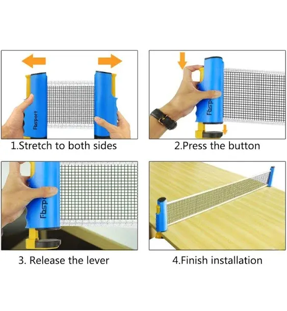FBSPORT Ping Pong Paddle Set, Portable Table Tennis Set with Retractable Net,Rackets,Balls and Carry Bag for Indoor/Outdoor Games