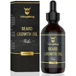 Striking Viking Beard Growth Oil with Biotin – Thickening and Conditioning Beard Oil - All Natural Beard Growth Serum Promotes Facial Hair Growth for Men, Sandalwood