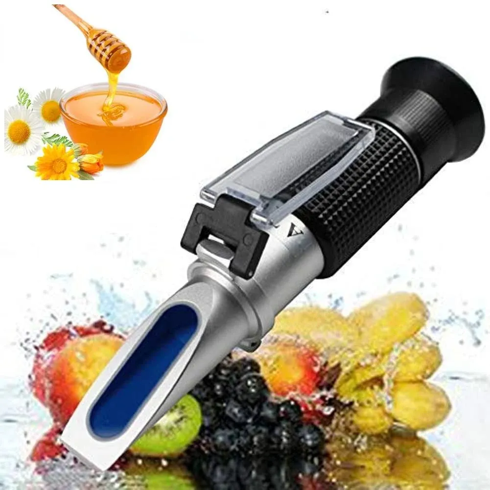 Honey Refractometer with ATC, Hobein Refractometer for Honey Moisture, Brix and Baume, 3-in-1 Uses, 58-90% Brix Scale Range Honey Moisture Tester, Ideal for Honey, Maple Syrup, Molasses, Bee Keeping