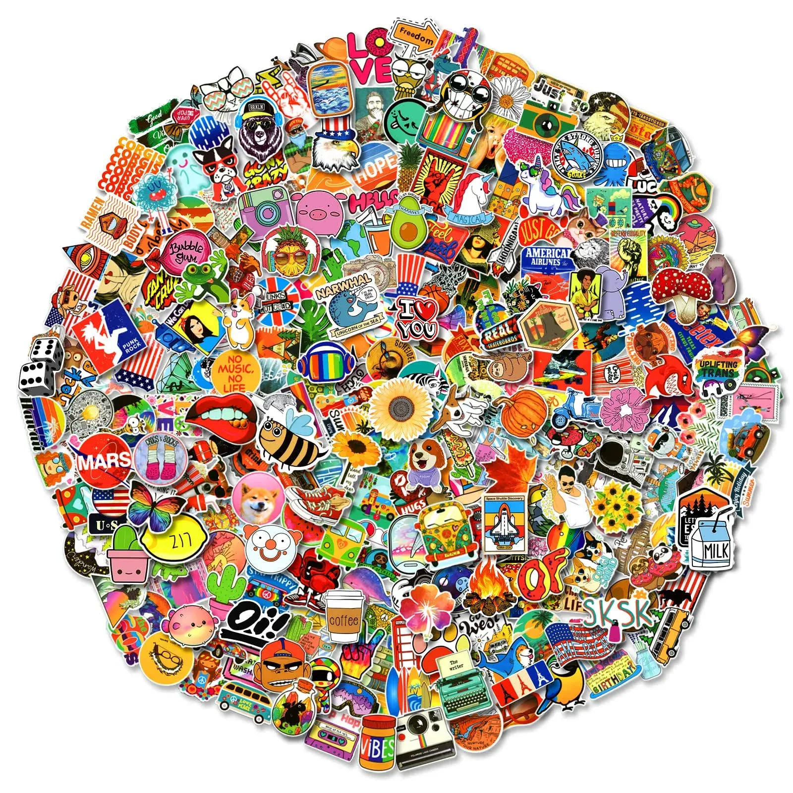 600 Pcs Cool Random Stickers Vinyl Skateboard Stickers, Variety Pack for Laptop ...