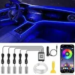 Interior Car LED Strip Lights, LEDCARE RGB 16 Million Colors 5 in 1 Ambient Lighting Kit with App Control and Music Mode, Automobile Inside Car Lights with 236 Inches Fiber Optic