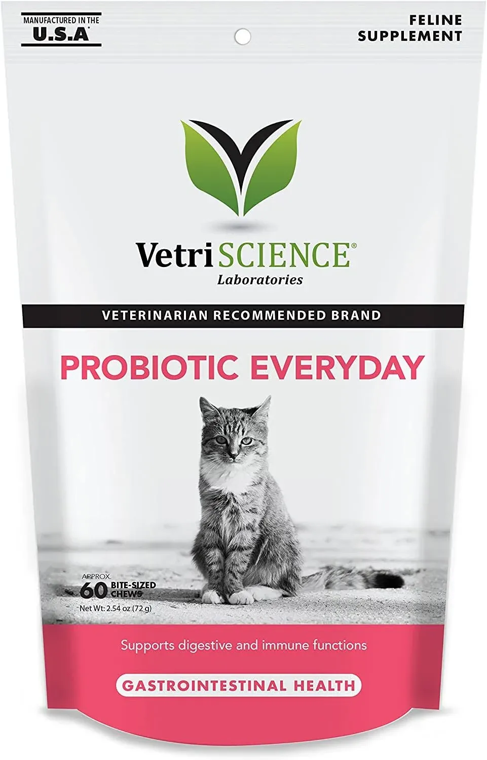 VetriScience Probiotic Everyday for Cats, Digestive Support 60 Chews 