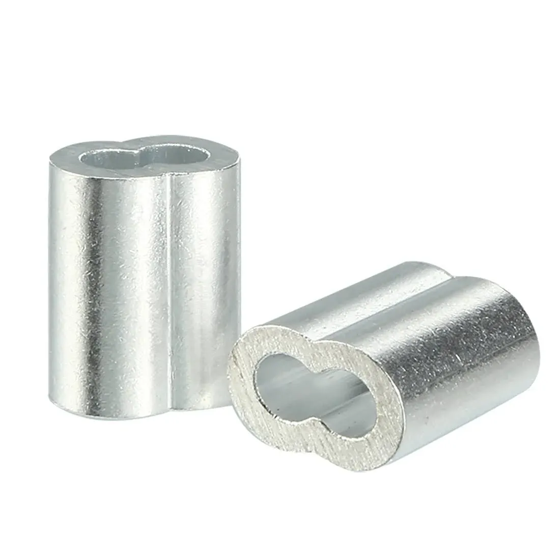 Eowpower 100 Pieces 1/8 inch Wire Rope Aluminum Sleeves Cable Crimps and 16 Pieces M3 Stainless Steel Thimbles