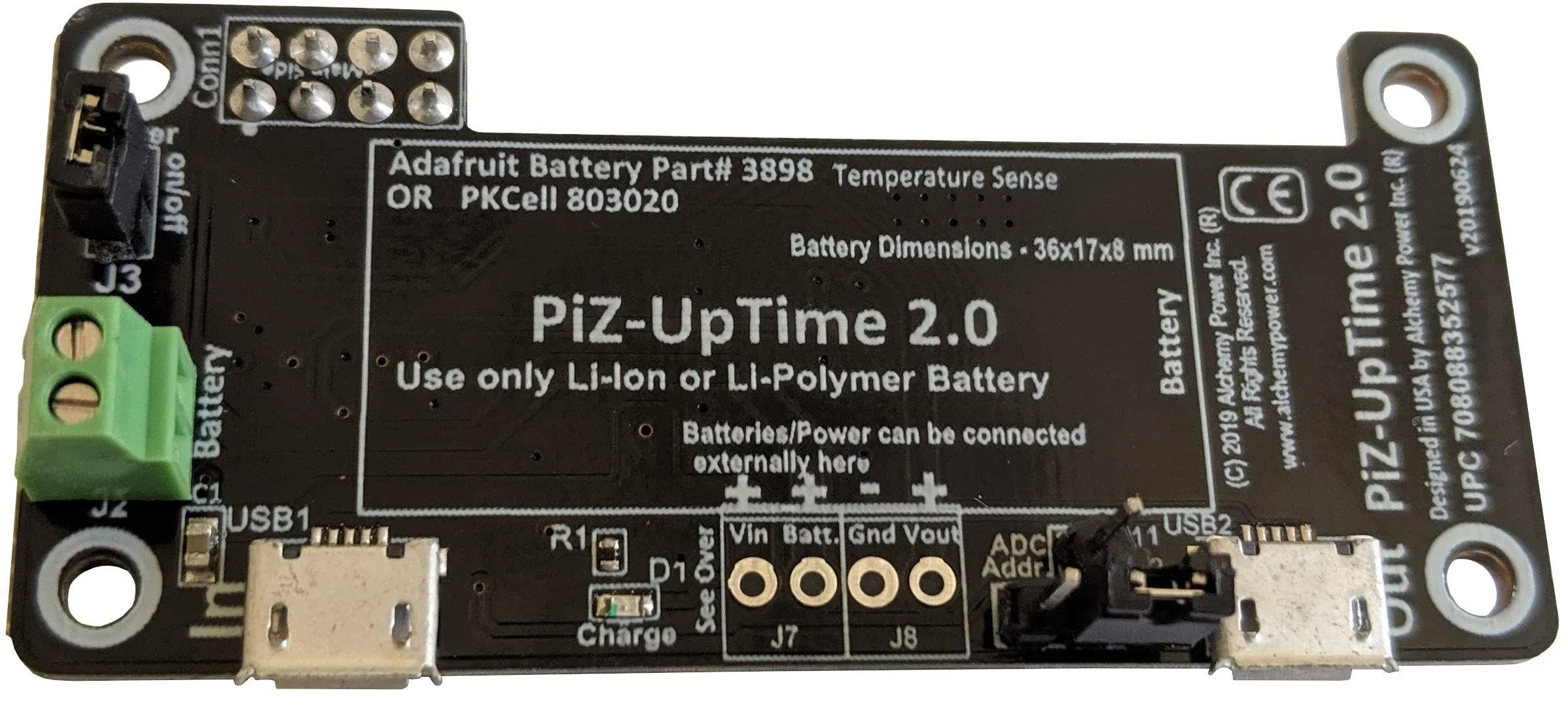 Alchemy Power Inc. Piz Uptime 2.0 Ups for Raspberry Pi