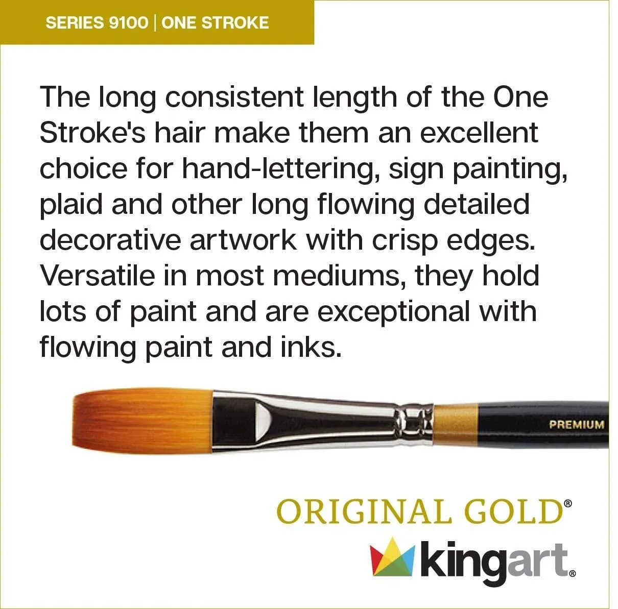 Kingart Original Gold 9100 Series, Golden Taklon One Stroke 5 Pc. Set