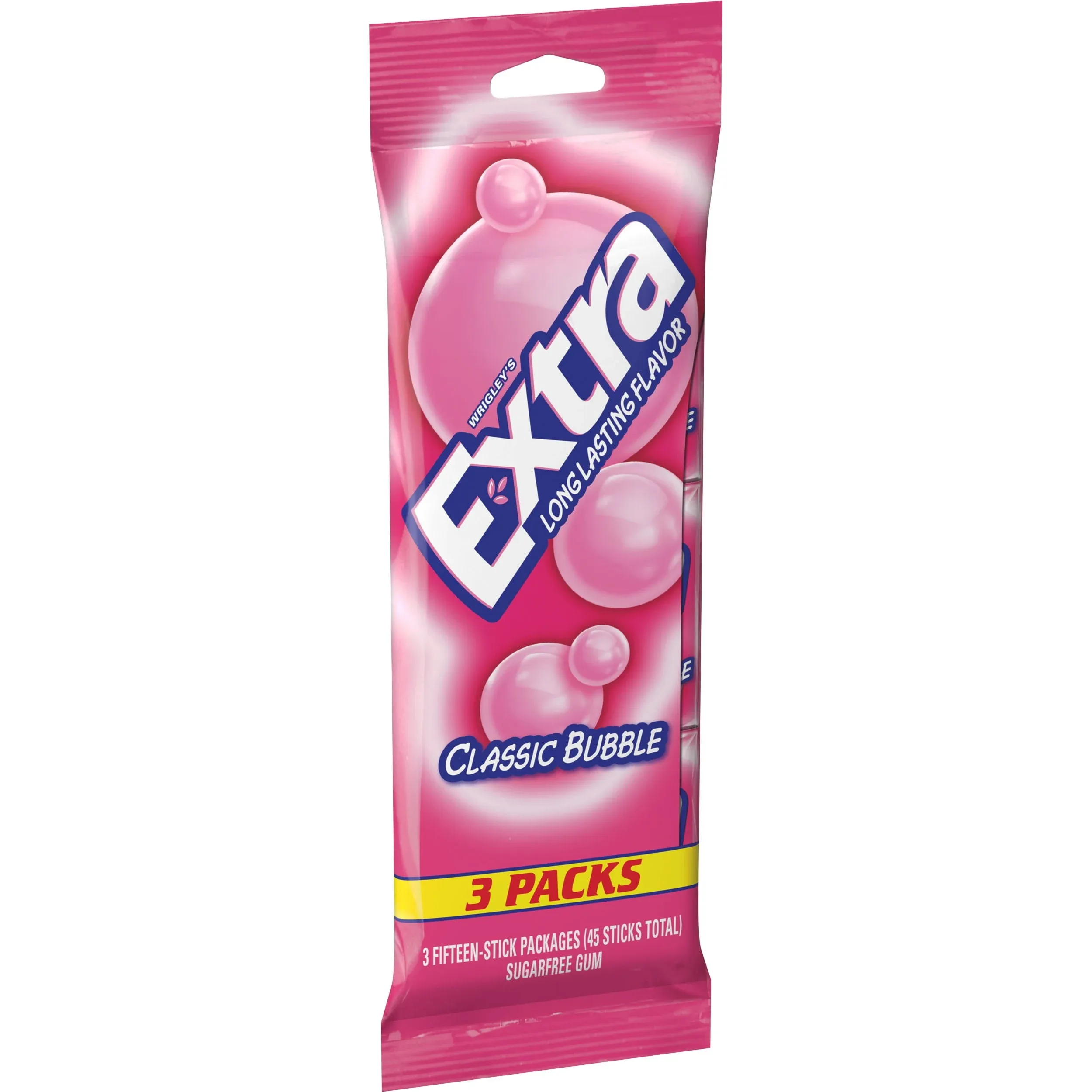 Extra Classic Bubble Sugarfree Gum, multipack (3 packs total)