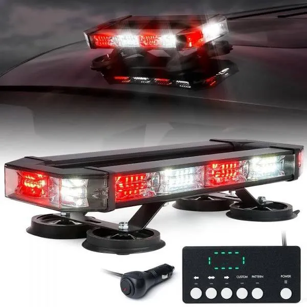 LUMENIX White Red LED Rooftop Emergency Strobe Light Bar Traffic Security ...