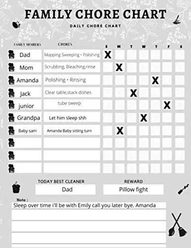 Family Chore Chart: Family Chore Organizer ,Weekly Chore List ,Weekly Planner ...