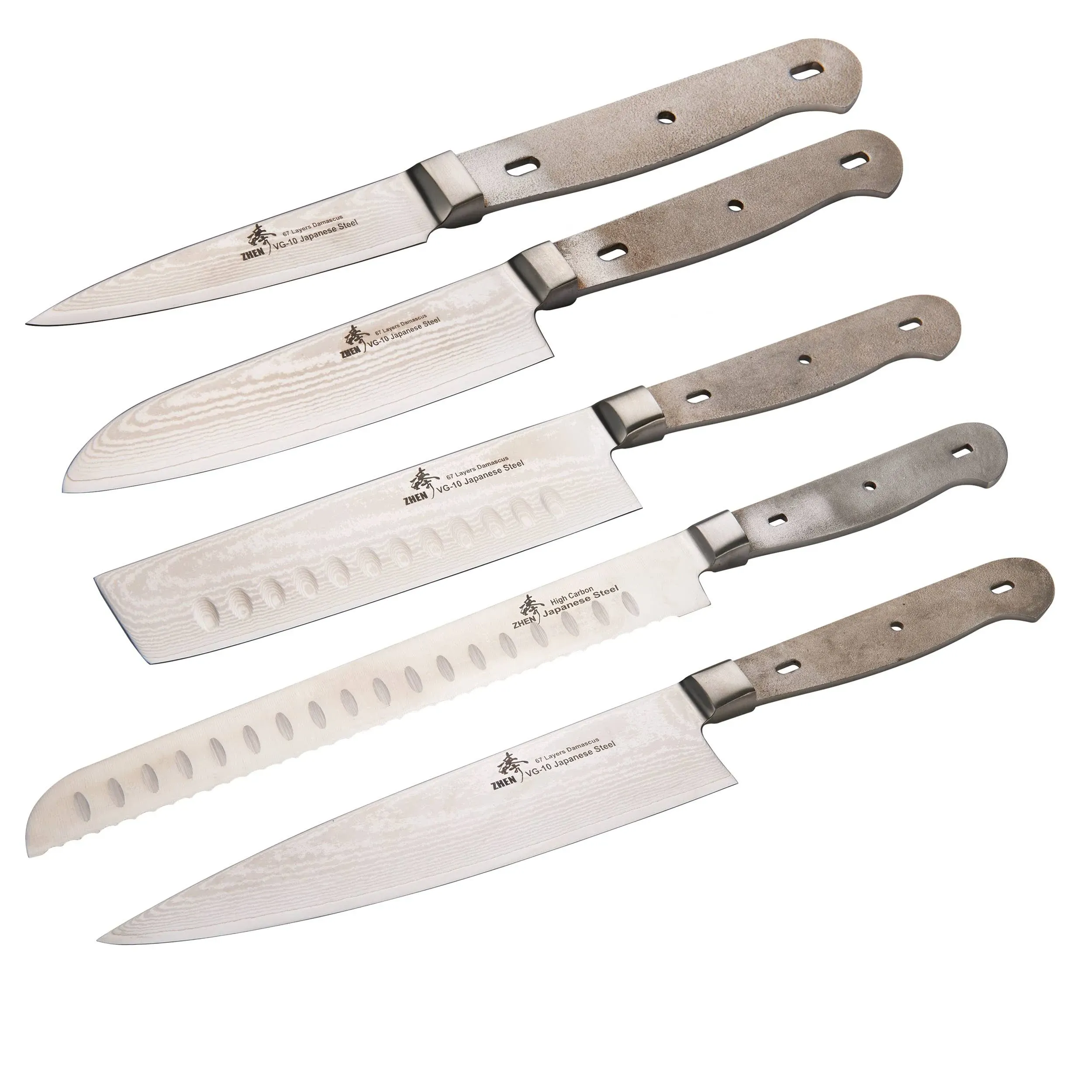 ZHEN Kitchen Knife Blank, 67-Layer Damascus, Set of 5