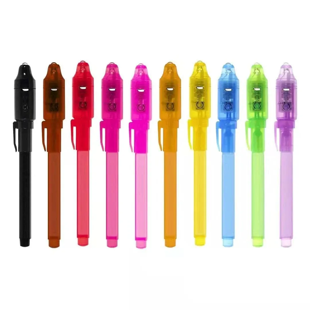 EODVICS Invisible Ink Pen with Light 10pcs Magic Spy Pen for Secret Me