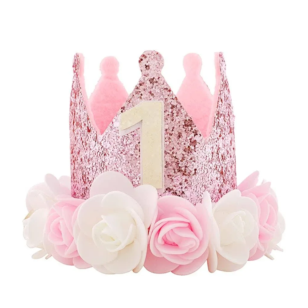 Kbrand Hat First Birthday 1st for Baby Girl Decoration Gifts Rose Gold Baby Pink ...