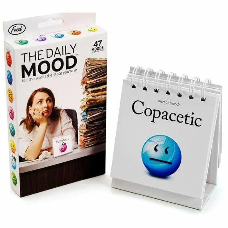 Genuine Fred THE DAILY MOOD Desktop Flipchart - 47 Moods - Helps Identify Emotions & Start Conversation - Fun & Functional Desk Accessories for home or office - Funny Gift for Coworkers - Office Gifts