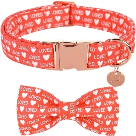 Up Urara Pup Valentines Day Dog Collar with Bow Tie, Valentine Bowtie Collar with ...