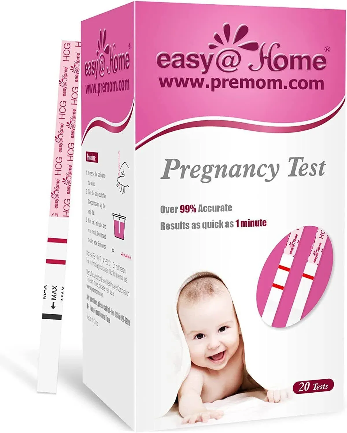 Easy@Home Pregnancy Test Strips Kit, Powered by Premom Ovulation Predi