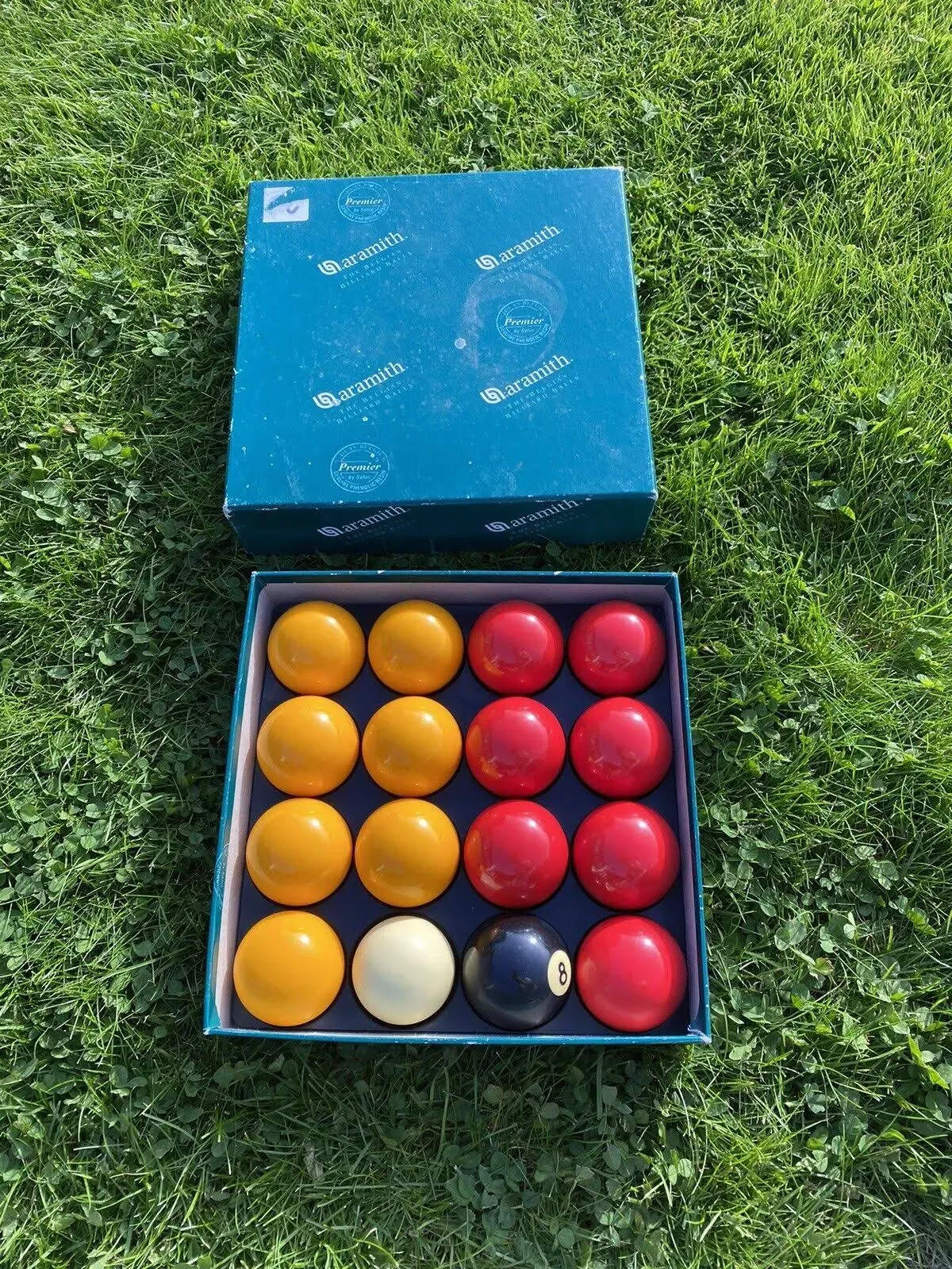 Aramith Premier Box With Pool Balls - Red/Yellow/White/Black