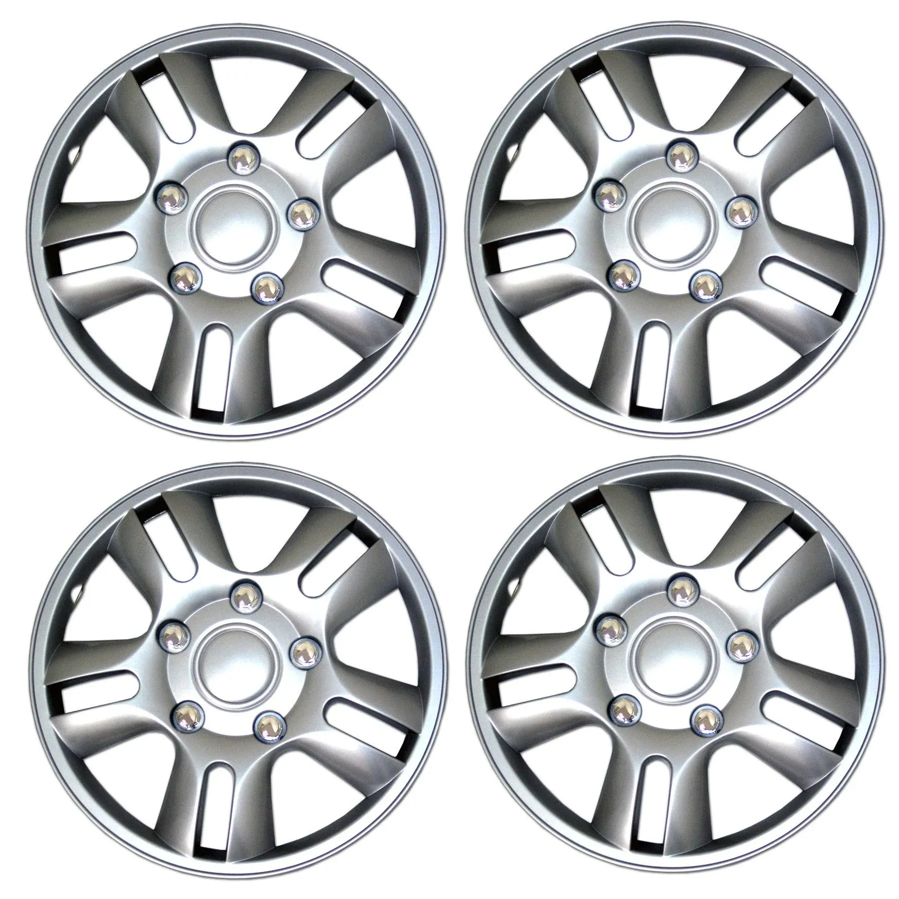 Tuningpros Wsc3-006s15 Set of 4 Metallic Silver Hubcaps 15 inch - Hub Caps Wheel ...