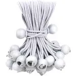 Skytened 50pcs White Ball Bungee Cords, 12 inch Heavy Duty Outdoor Bungee Cord with Balls, Tarp Tie Down Bungee Balls for Shelter, Camping, Cargo,Tent Poles