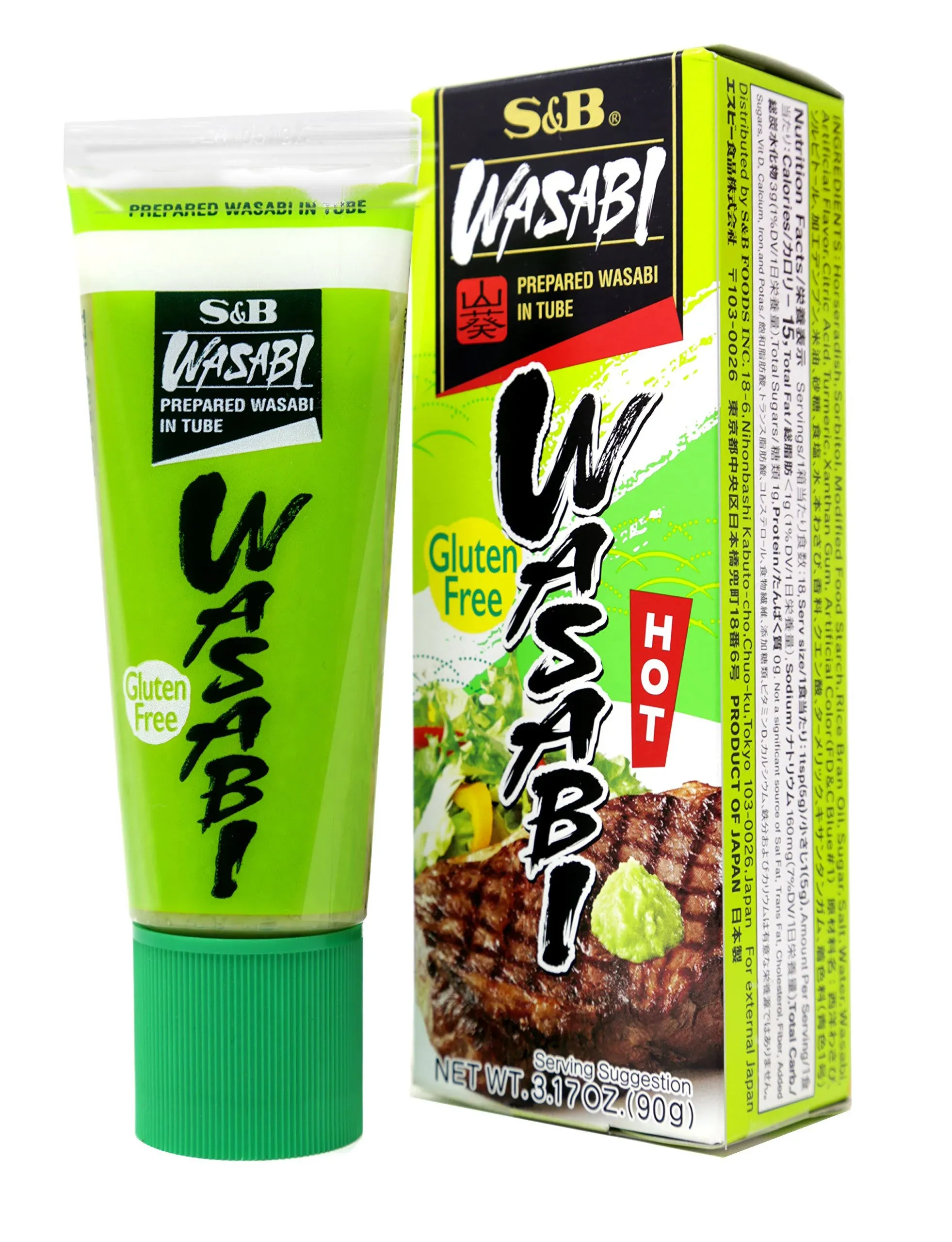 Wasabi Prepared in Tube, Family size, 3.17 oz 90 G Plus Bamboo Chopstick 1 Pack