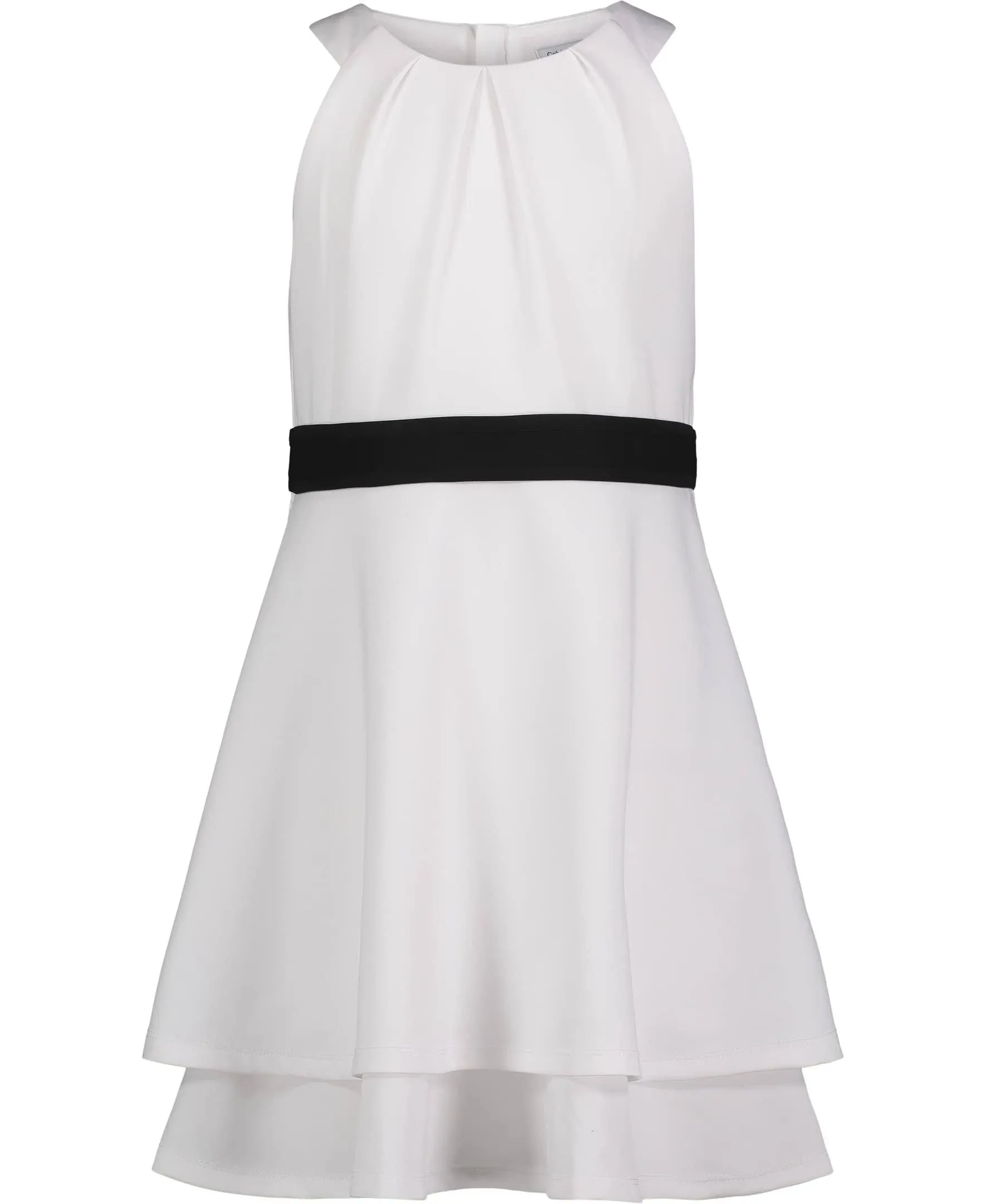 Calvin Klein Big Girls Tiered Halter Neck Scuba Dress - White - Size 7