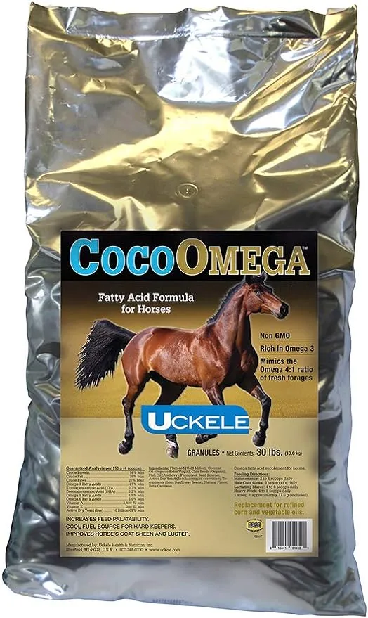 Uckele CocoOmega Granular Horse Supplement - Fatty Acid Formula for Horses - Equine Vitamin & Mineral Supplement - Non-GMO - Soy Free - 30 Pound (lb)