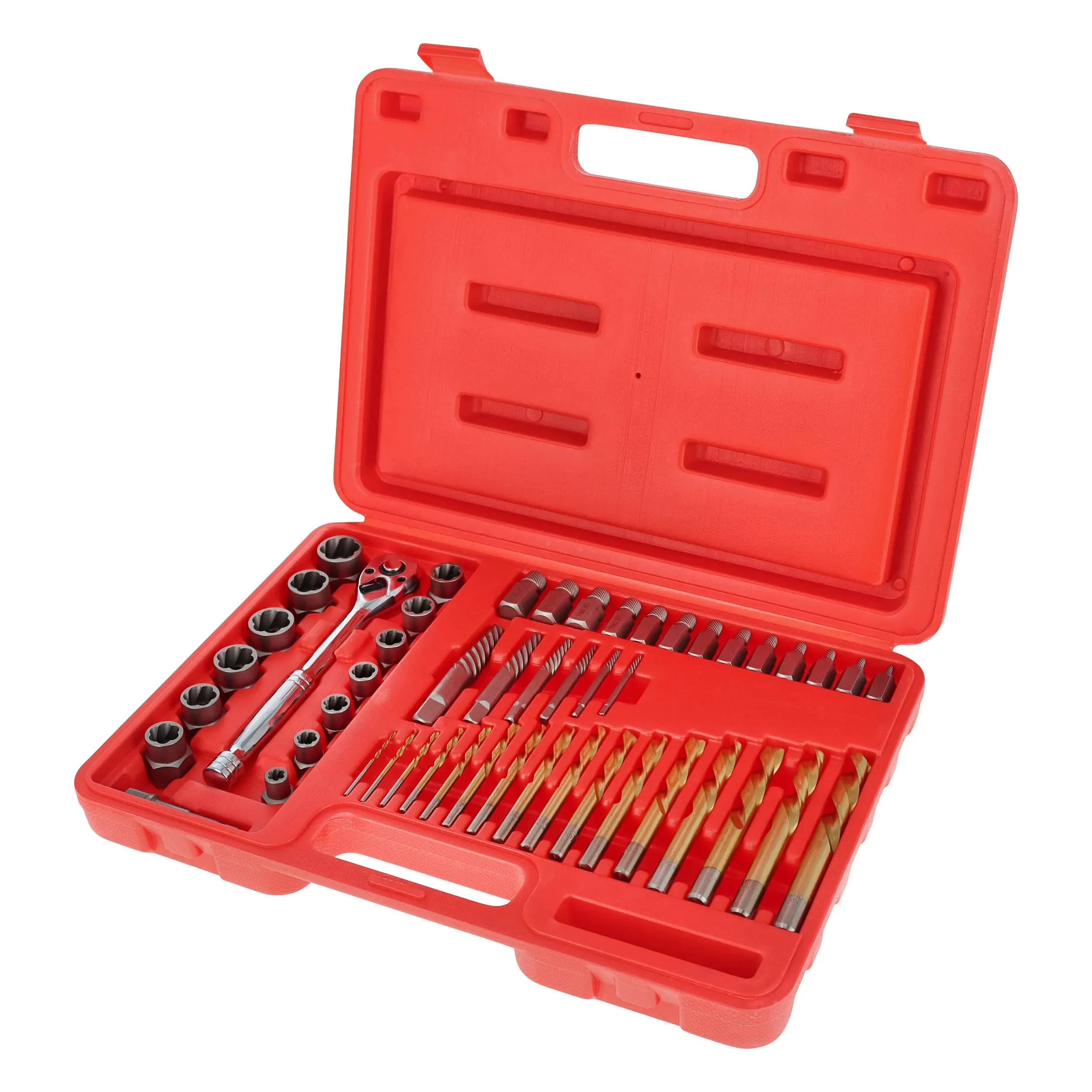 ABN 50pc Screw Bit Extractor and Assorted Drill Bit Kit and Red Carrying Case 822231