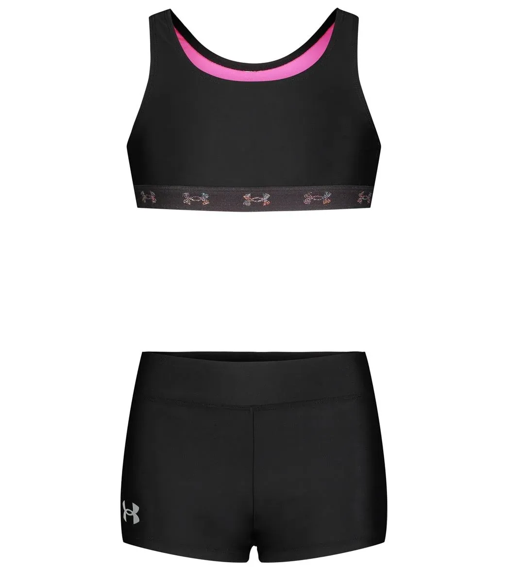 Under Armour Girls' UA Two Piece Swim Short Set Big Kid - Black - Swimoutlet.com