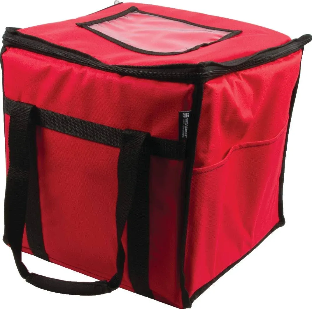 San Jamar FC1212-RD Insulated Food Carrier, Medium, Red