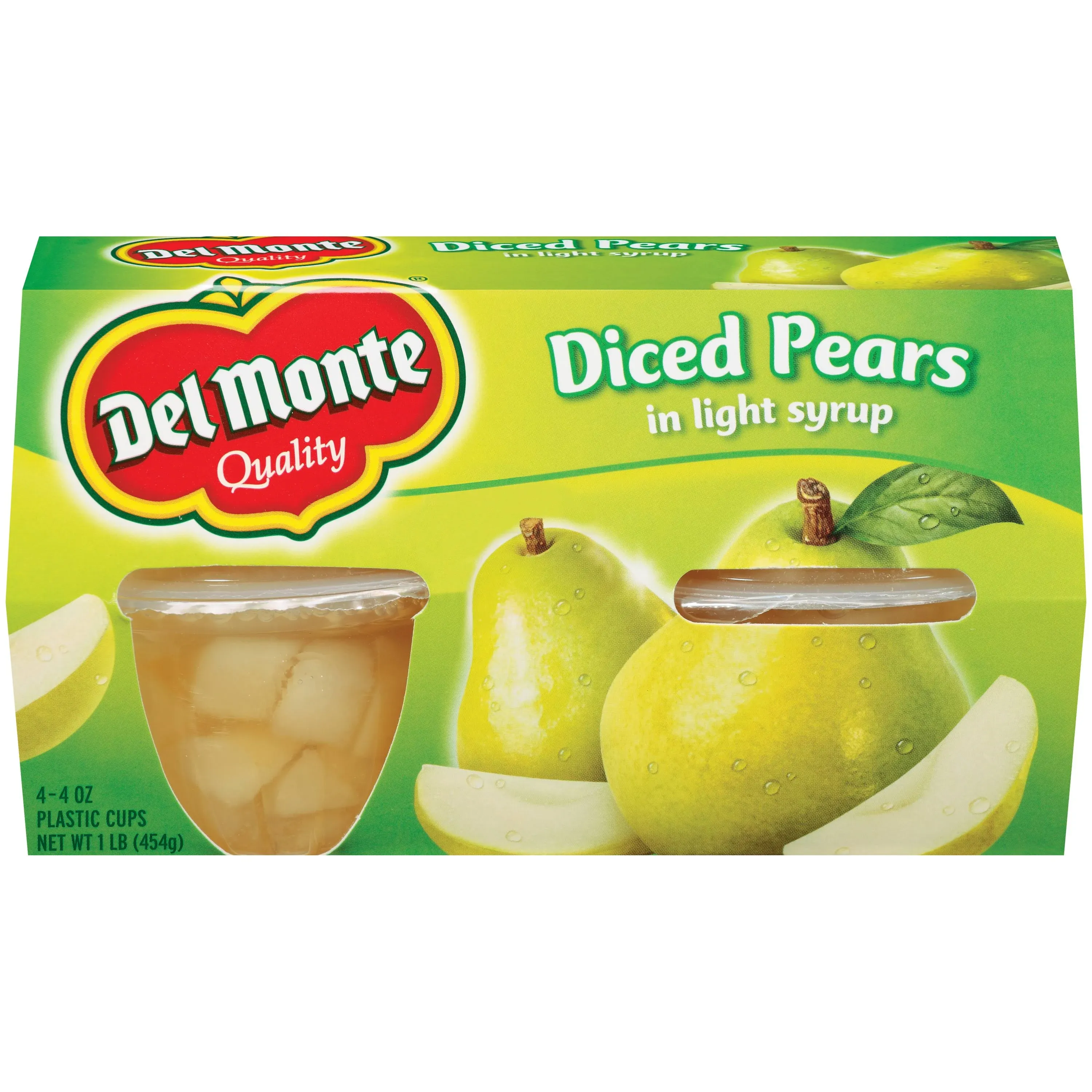 Del Monte Fruit Cups, Diced Pears in Water, No Sugar Added, 4 Ounce (Pack of 24)