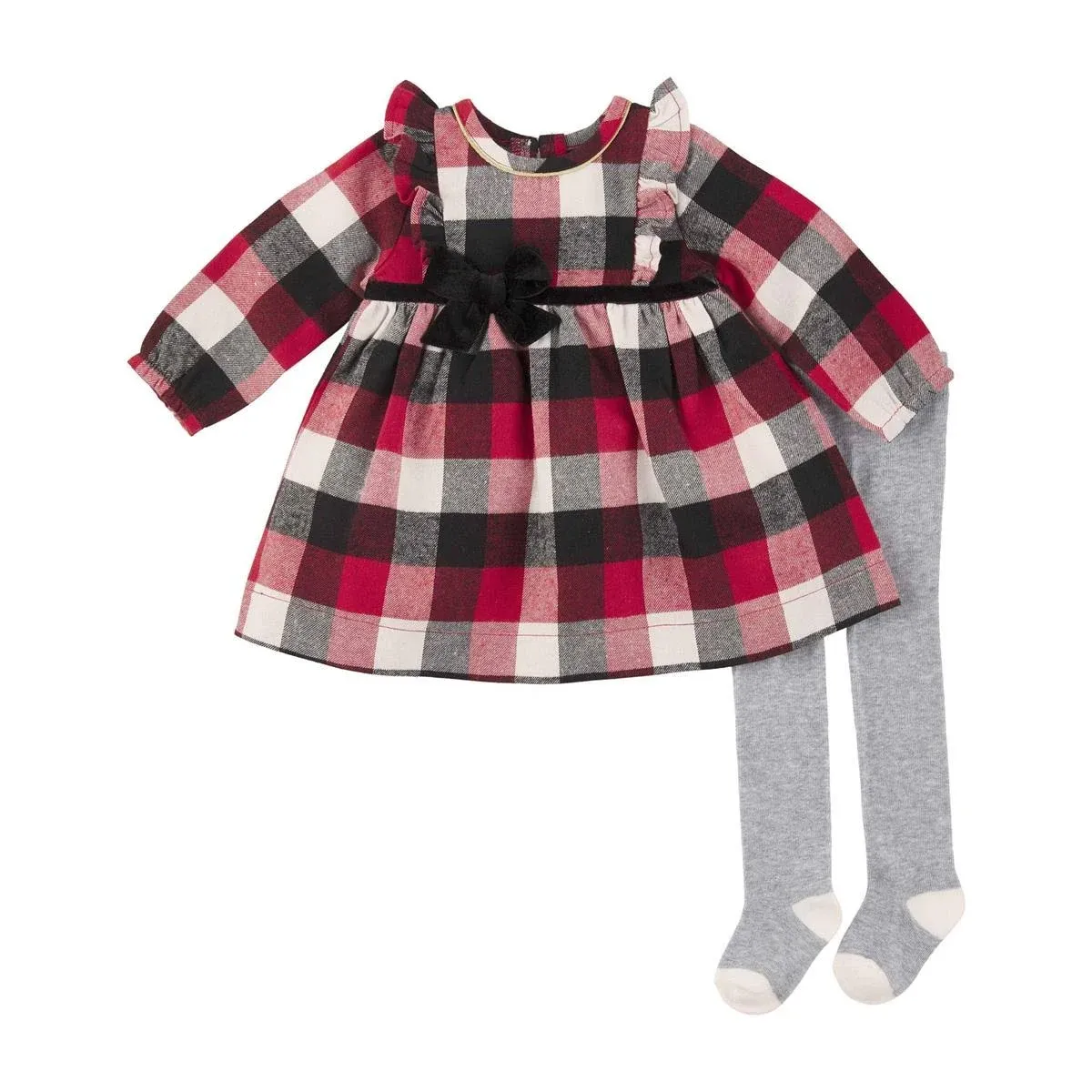 Mud Pie Buffalo Check Dress and Tight Set 5T